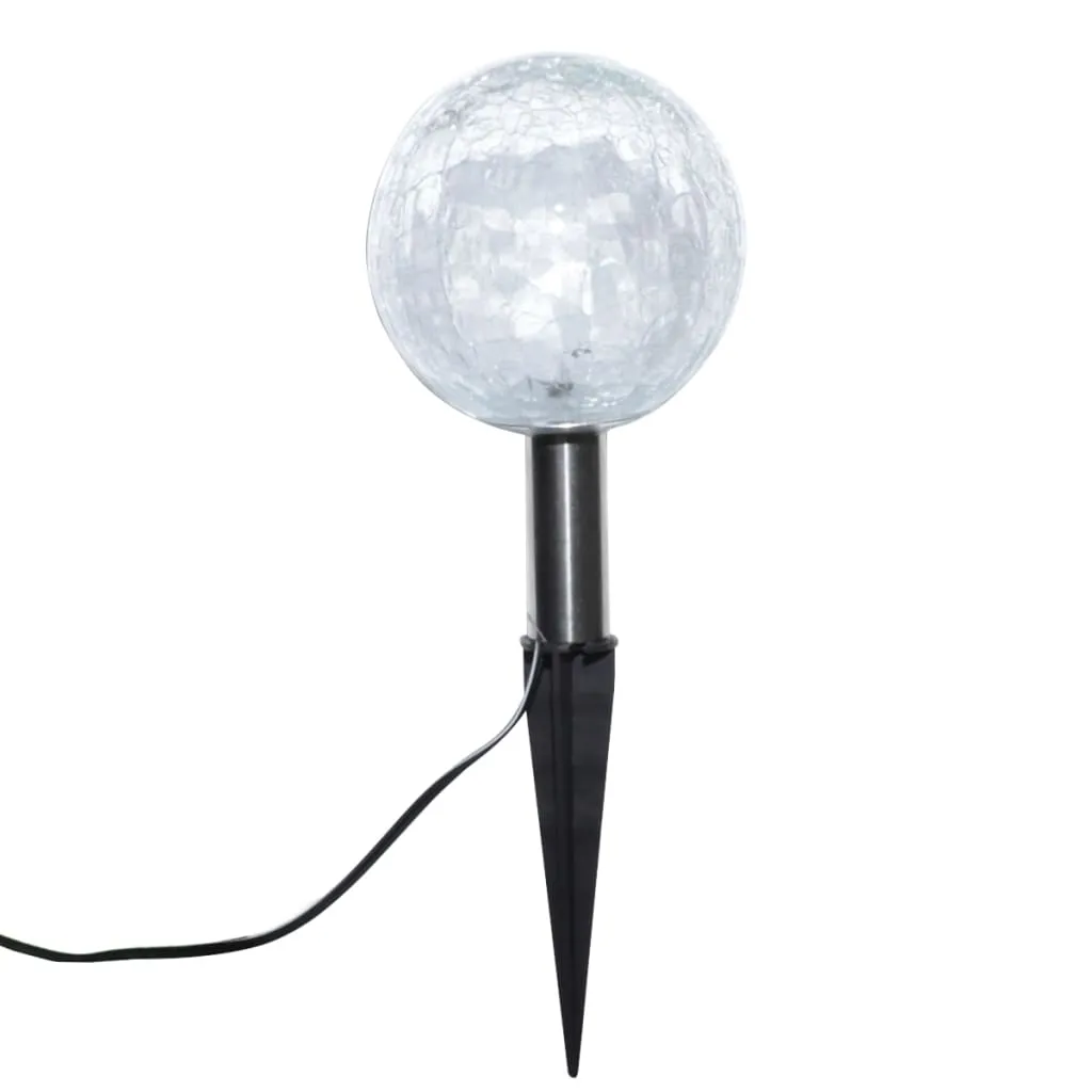 3/6X Solar Bowl Led Garden Lights With Spike Anchors & Solar Panel
