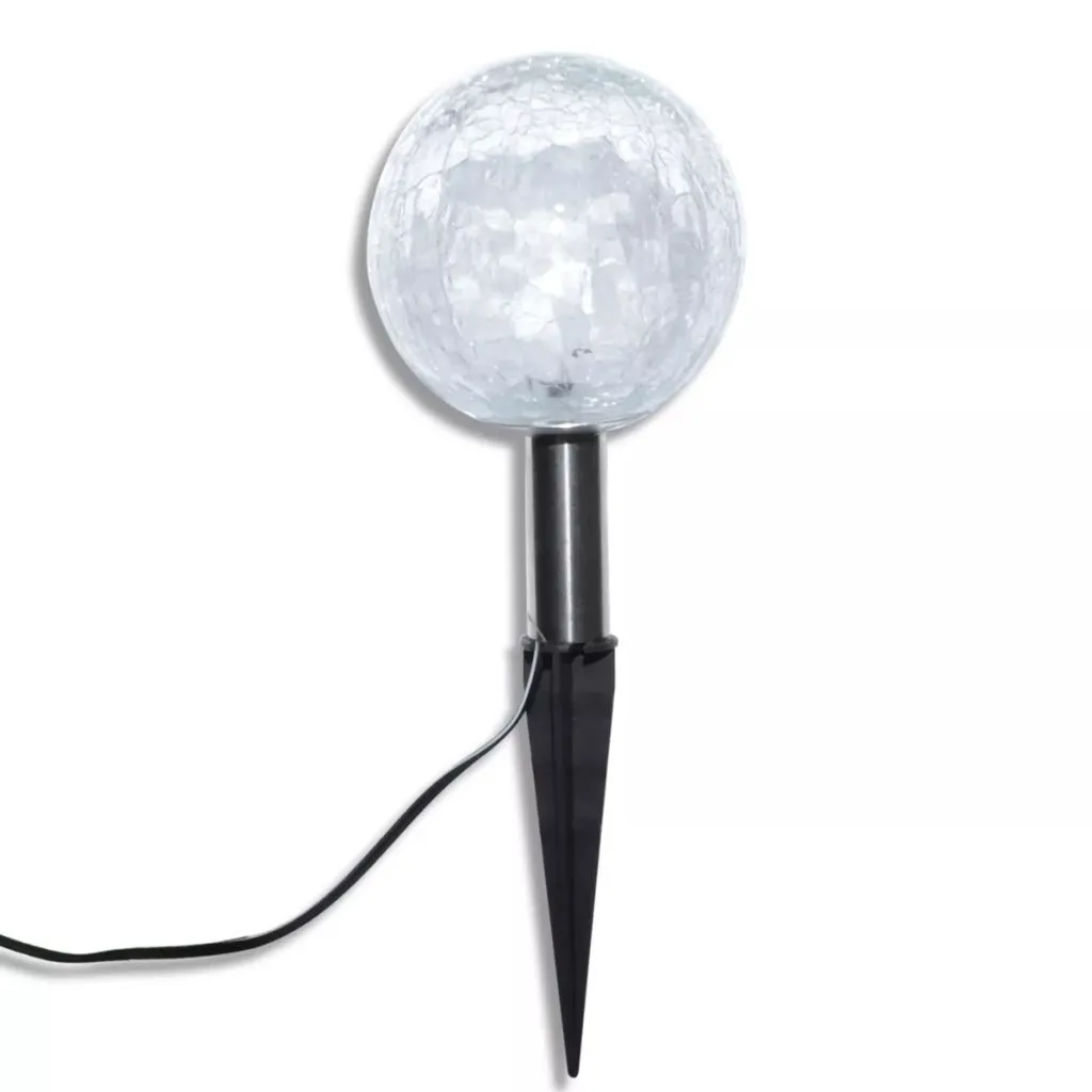3/6X Solar Bowl Led Garden Lights With Spike Anchors & Solar Panel