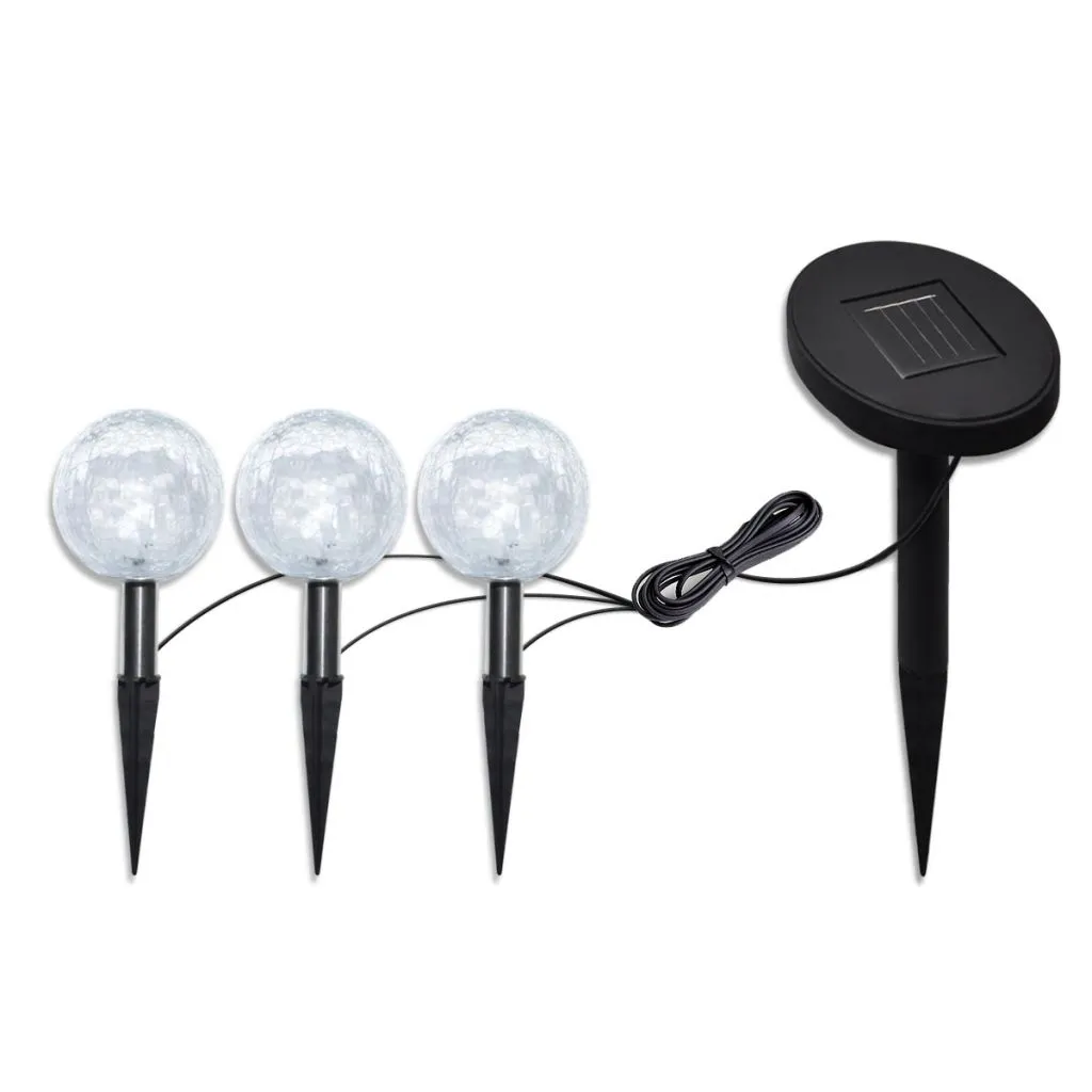 3/6X Solar Bowl Led Garden Lights With Spike Anchors & Solar Panel