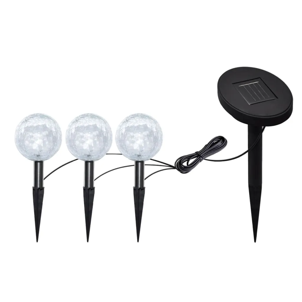 3/6X Solar Bowl Led Garden Lights With Spike Anchors & Solar Panel