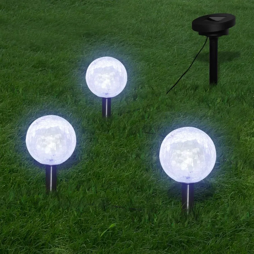 3/6X Solar Bowl Led Garden Lights With Spike Anchors & Solar Panel