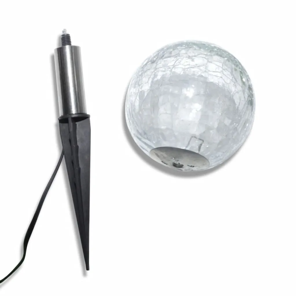 3/6X Solar Bowl Led Garden Lights With Spike Anchors & Solar Panel