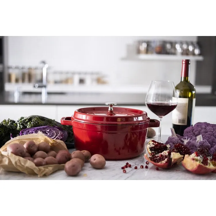 4-Quart Cast Iron Round Cocotte Dutch Oven - Cherry