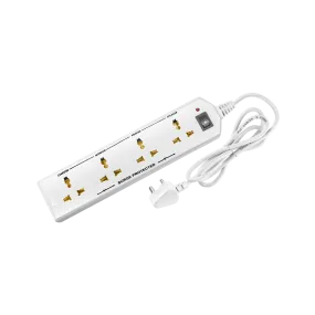 4 Socket Extension Board with 2 Metre Wire (White)