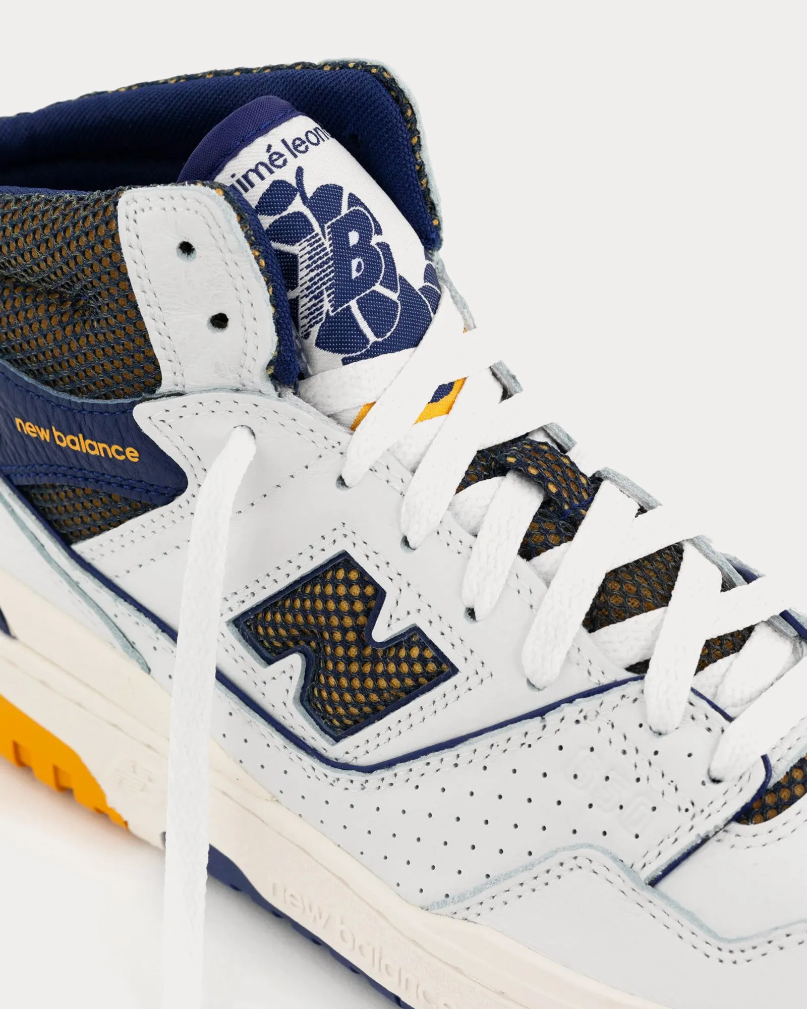 650r Leather White / Yellow High Top Sneakers