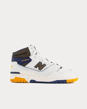 650r Leather White / Yellow High Top Sneakers
