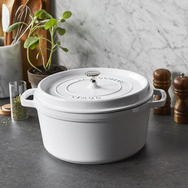 7-Quart Cast Iron Round Cocotte Dutch Oven - White