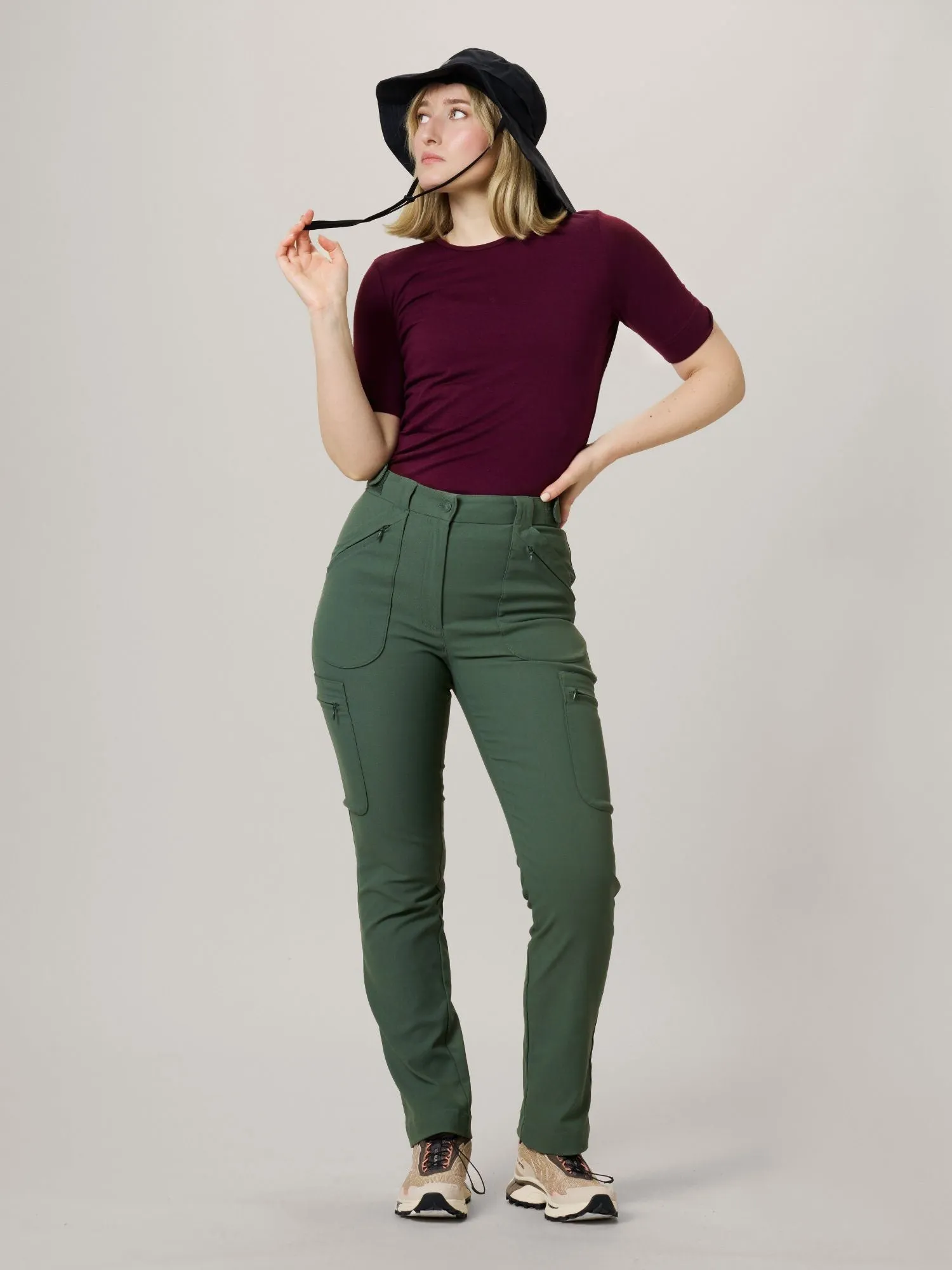 Amelia Hiking Pants with Adjustable Waist Green