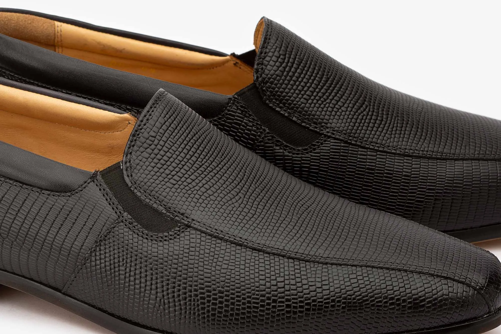 Black Lizard Print Elasticated Slipons