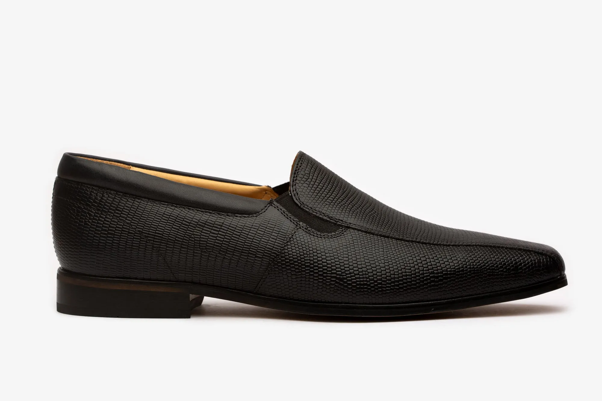 Black Lizard Print Elasticated Slipons