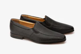 Black Lizard Print Elasticated Slipons