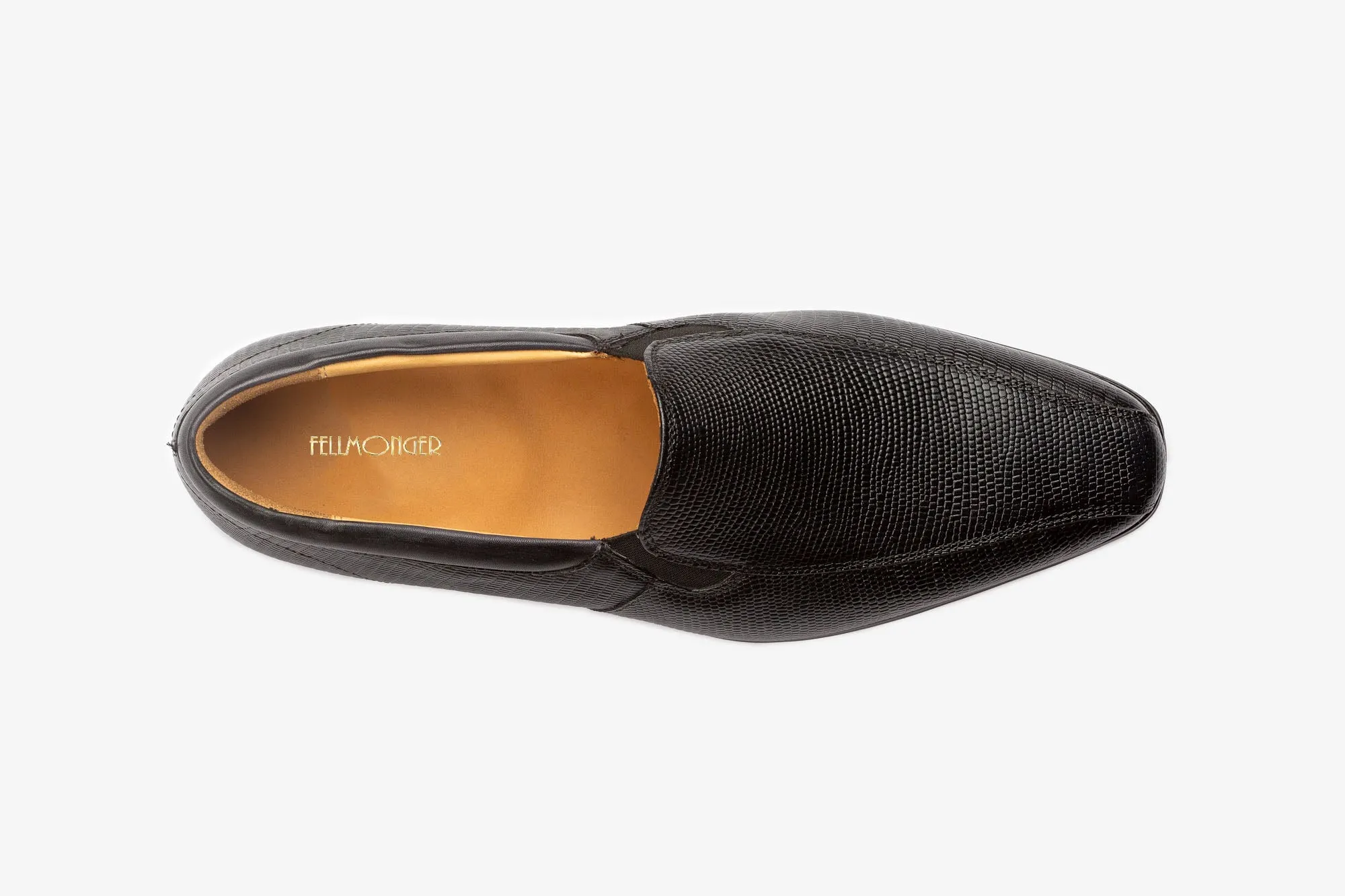 Black Lizard Print Elasticated Slipons