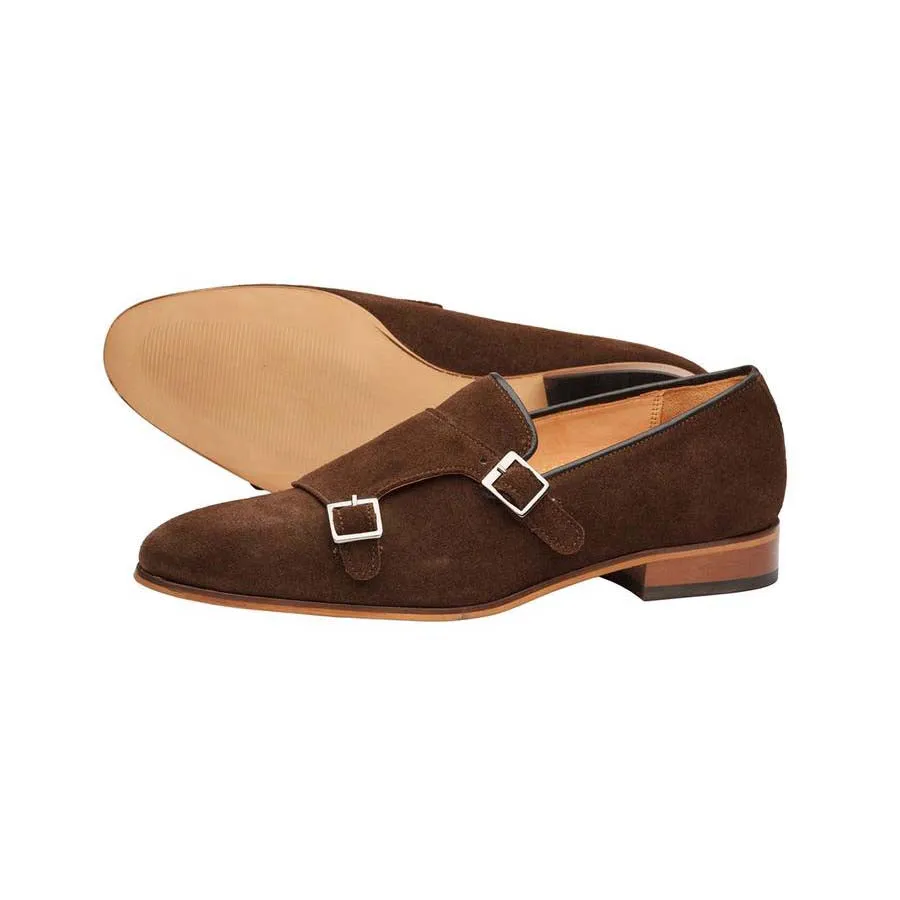 Brown Suede Monk Slipons