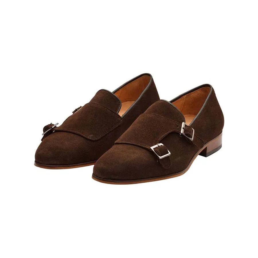 Brown Suede Monk Slipons