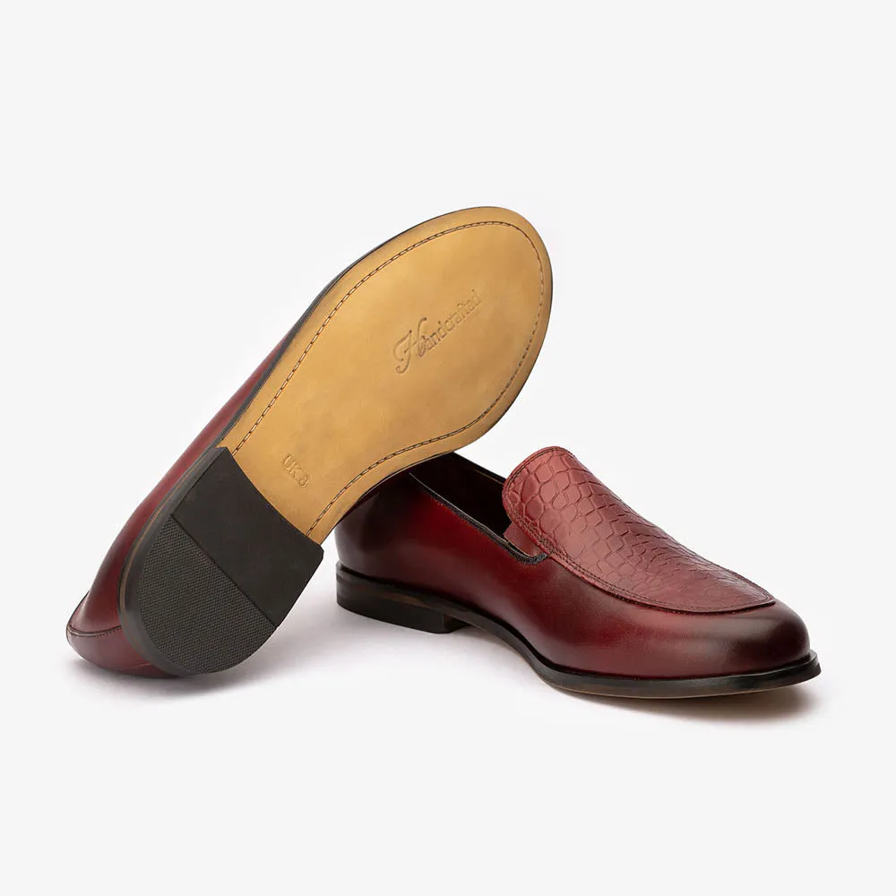 Burgundy Slipons with Croco Details