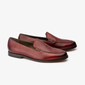 Burgundy Slipons with Croco Details