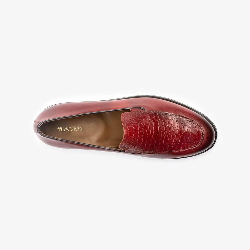 Burgundy Slipons with Croco Details