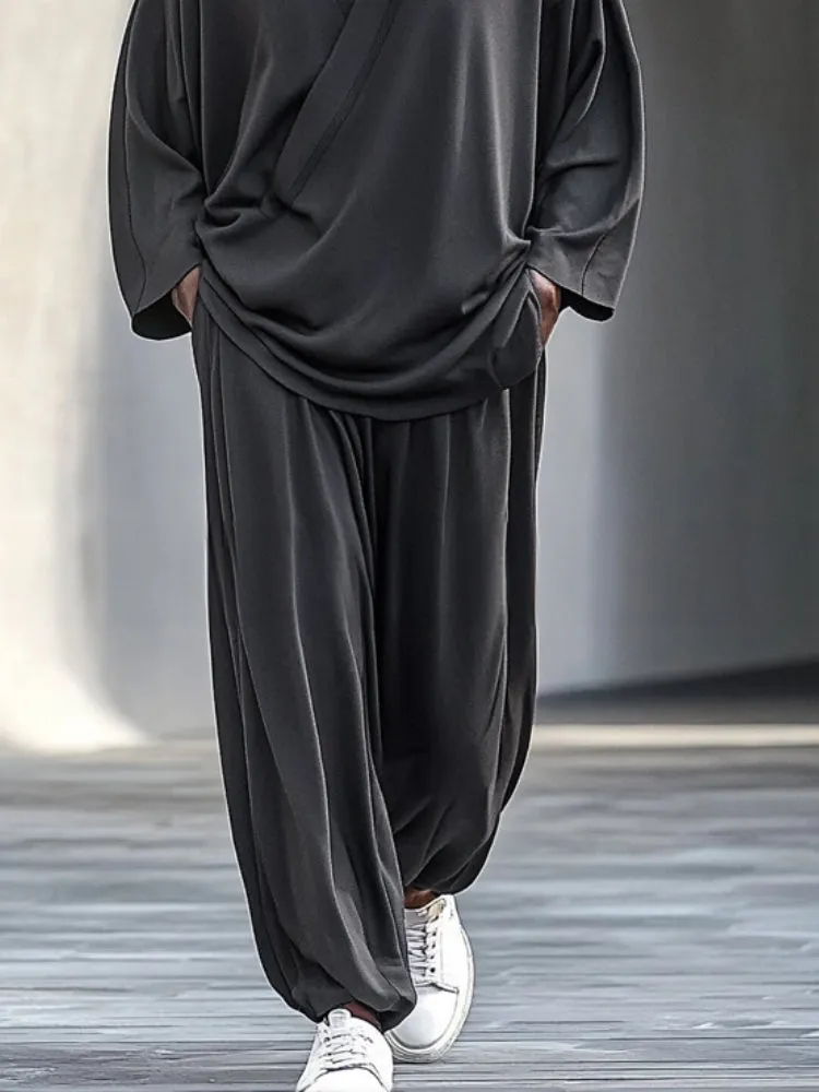 Casual Slant Pullover Top Pants Set