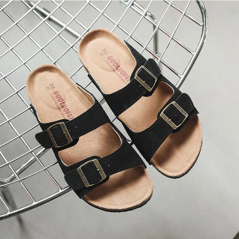 Cuzcare Men Retro Casual Orthopedic Sandals Buckle Summer Slides