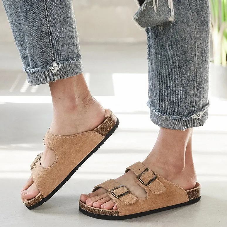 Cuzcare Men Retro Casual Orthopedic Sandals Buckle Summer Slides