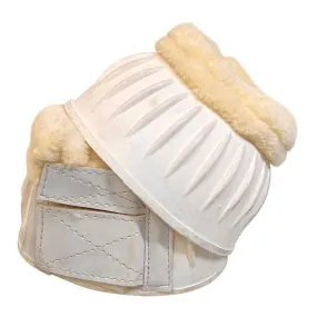 Equi-Essentials Fleece Ribbed Bell Boots in White - Medium