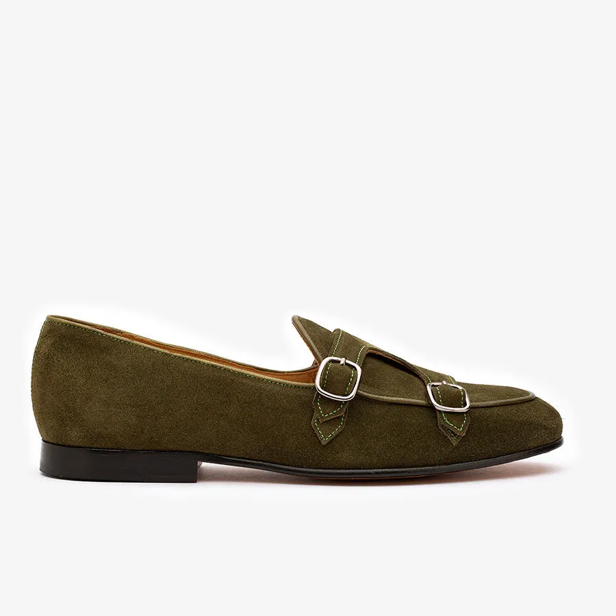 Green Suede Batwing Slipons