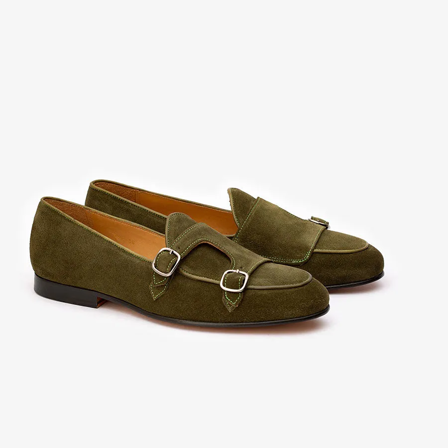 Green Suede Batwing Slipons
