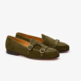 Green Suede Batwing Slipons
