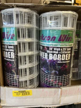 Jackson Wire 13015331 Flower Fence, 25 ft L, 14 in H, Galvanized Steel, White