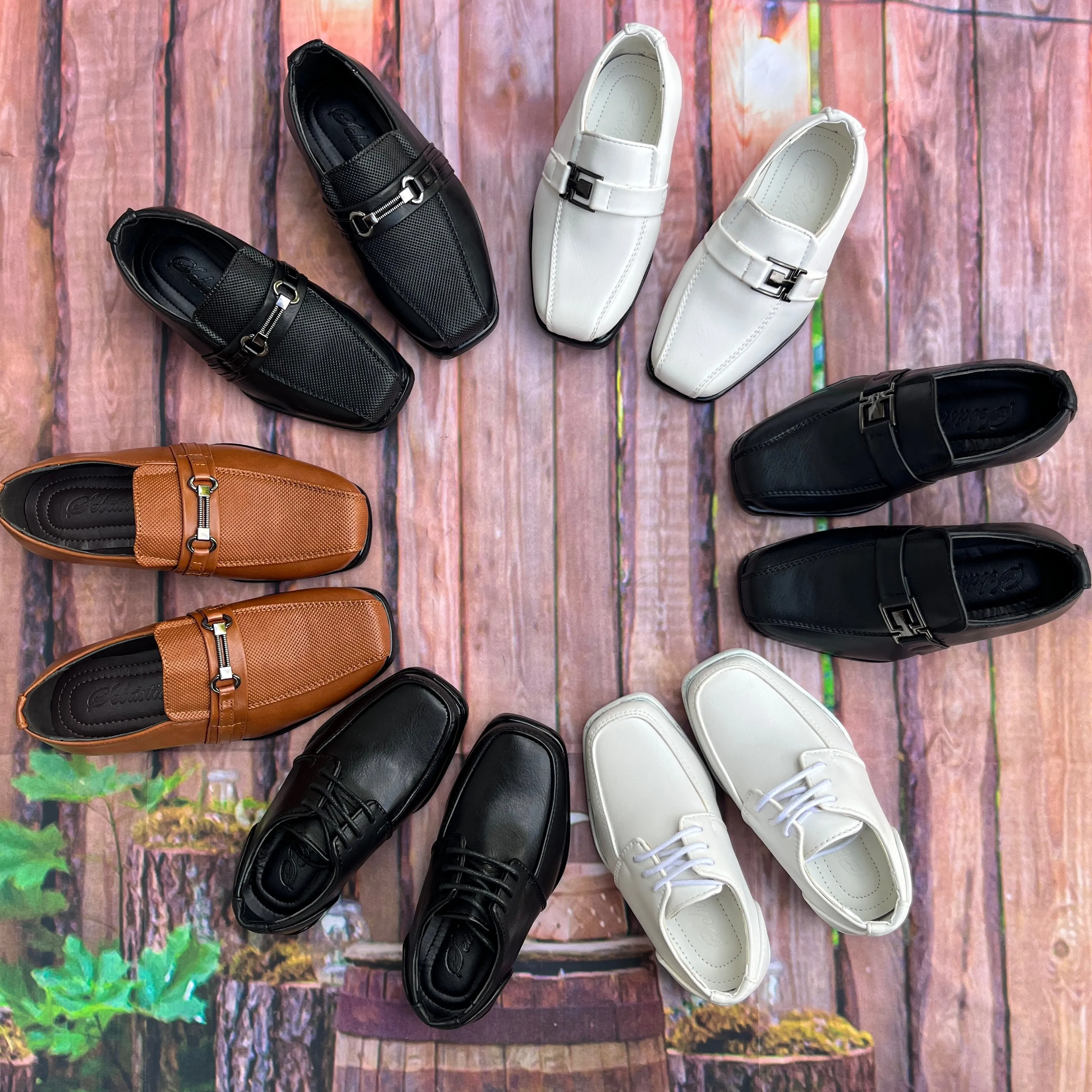 Junior Slip-on Dress Loafers w/ Side Buckle- Black