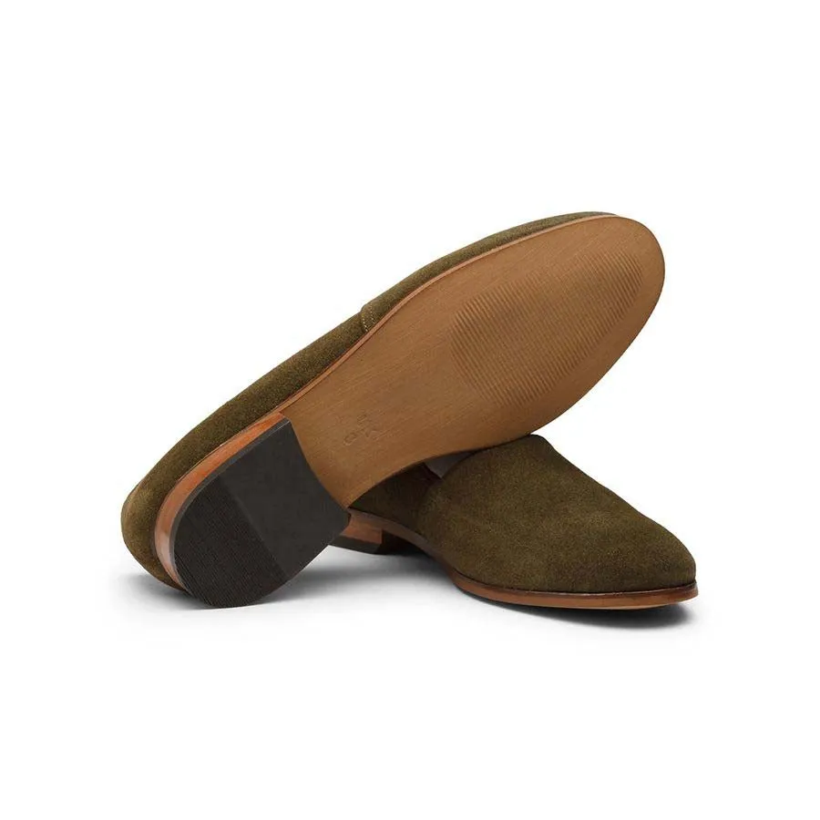 Khaki Suede Slipons