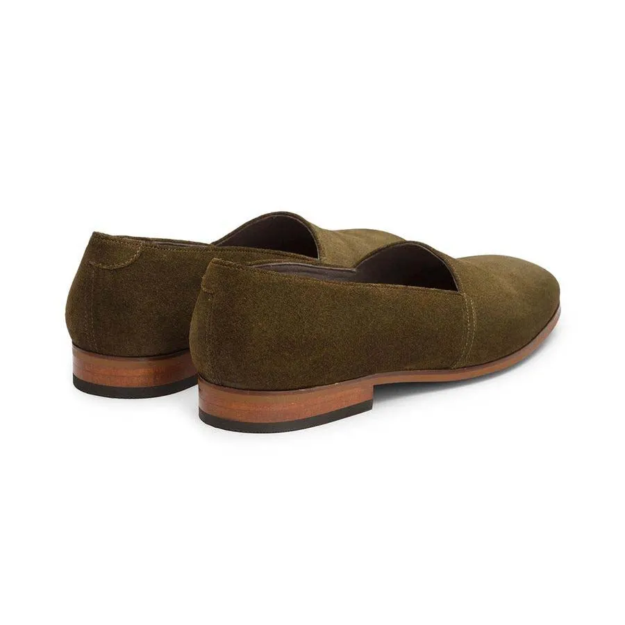 Khaki Suede Slipons