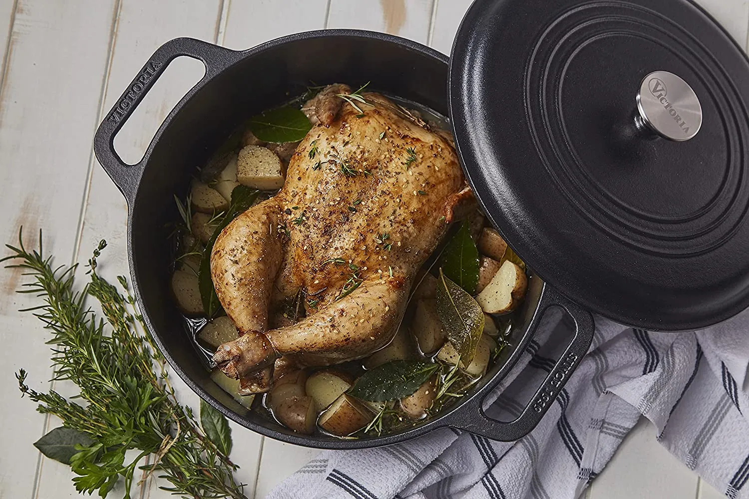Large Seasoned Cast Iron Dutch Oven