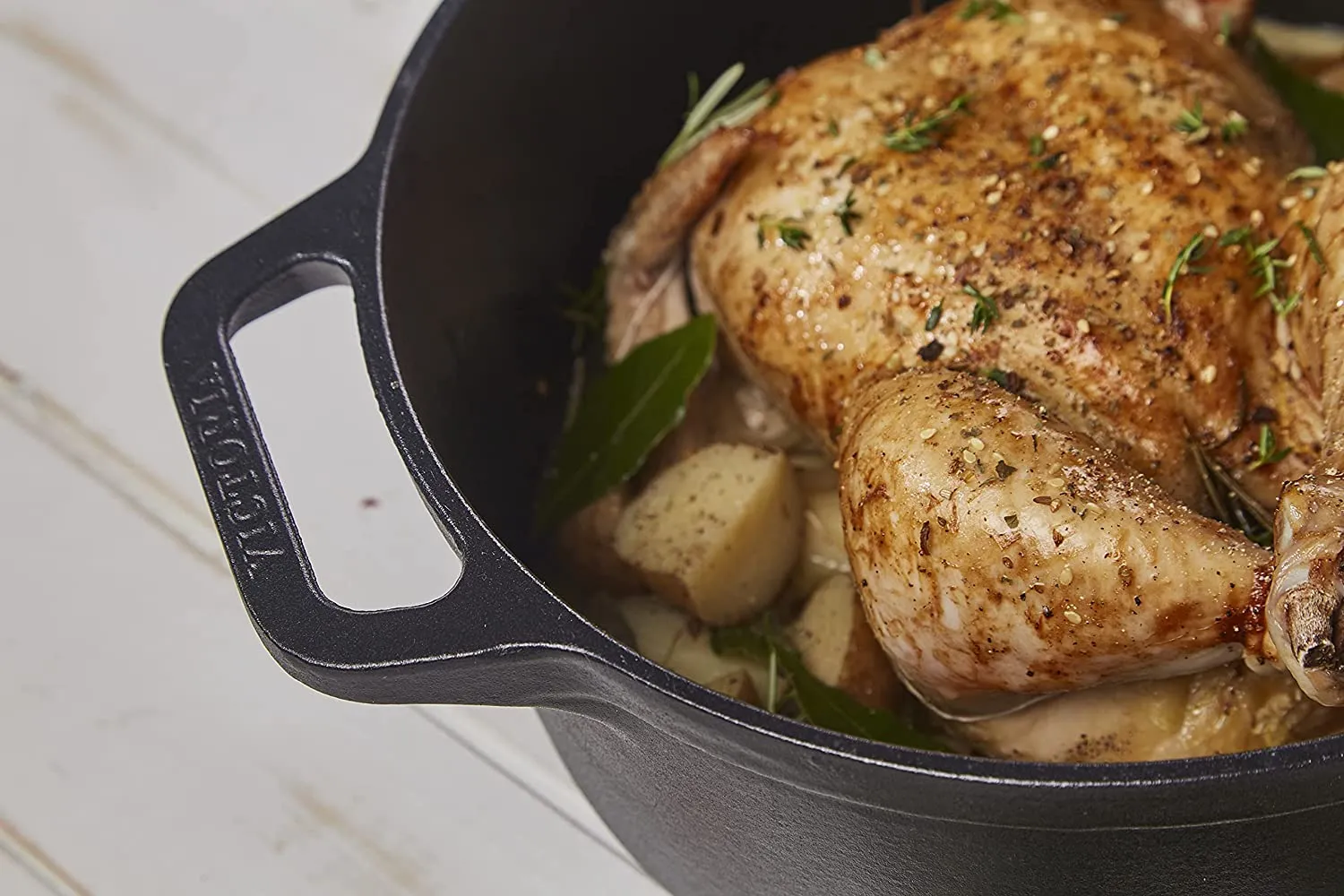 Large Seasoned Cast Iron Dutch Oven