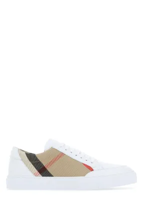 Multicolor leather and fabric sneakers