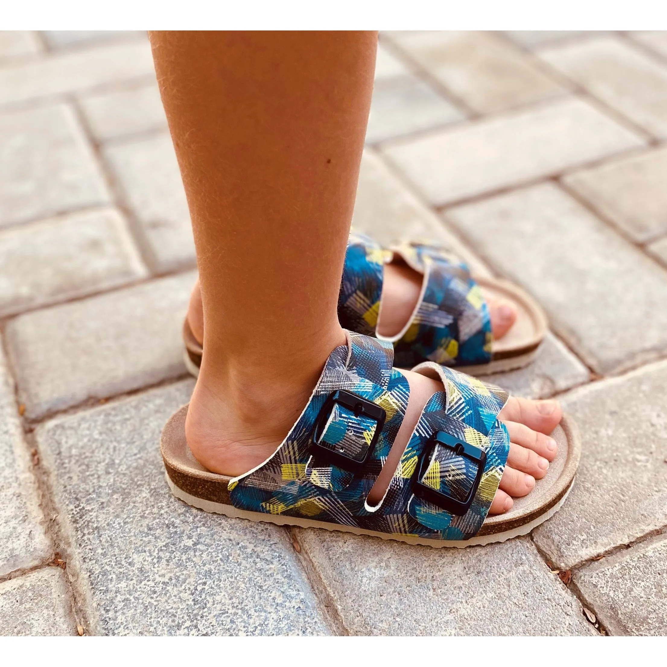 orthotic older girls/boys sandals : T94: blue green yellow