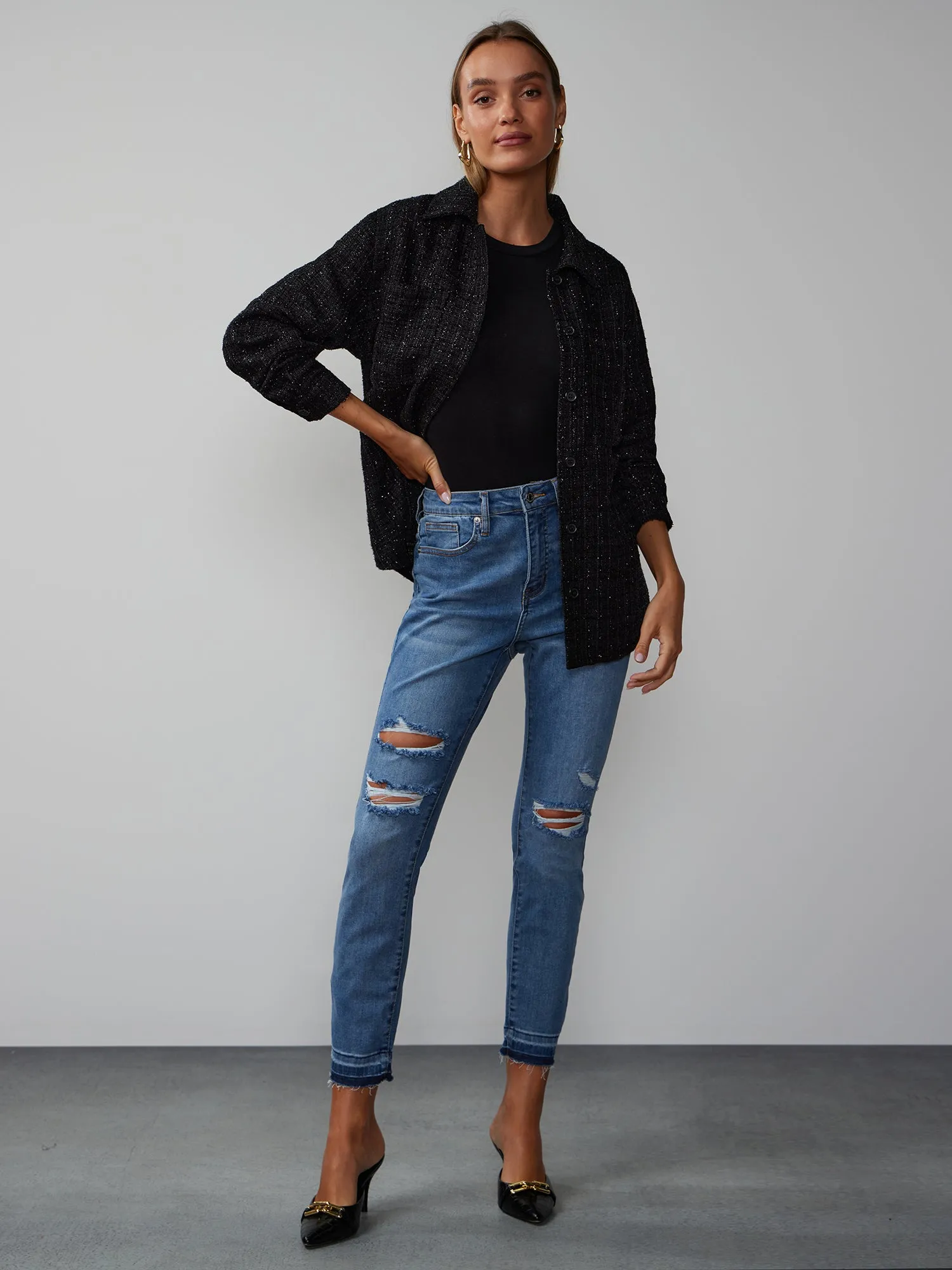 Petite Perfect Fit Distressed Skinny Ankle Jeans