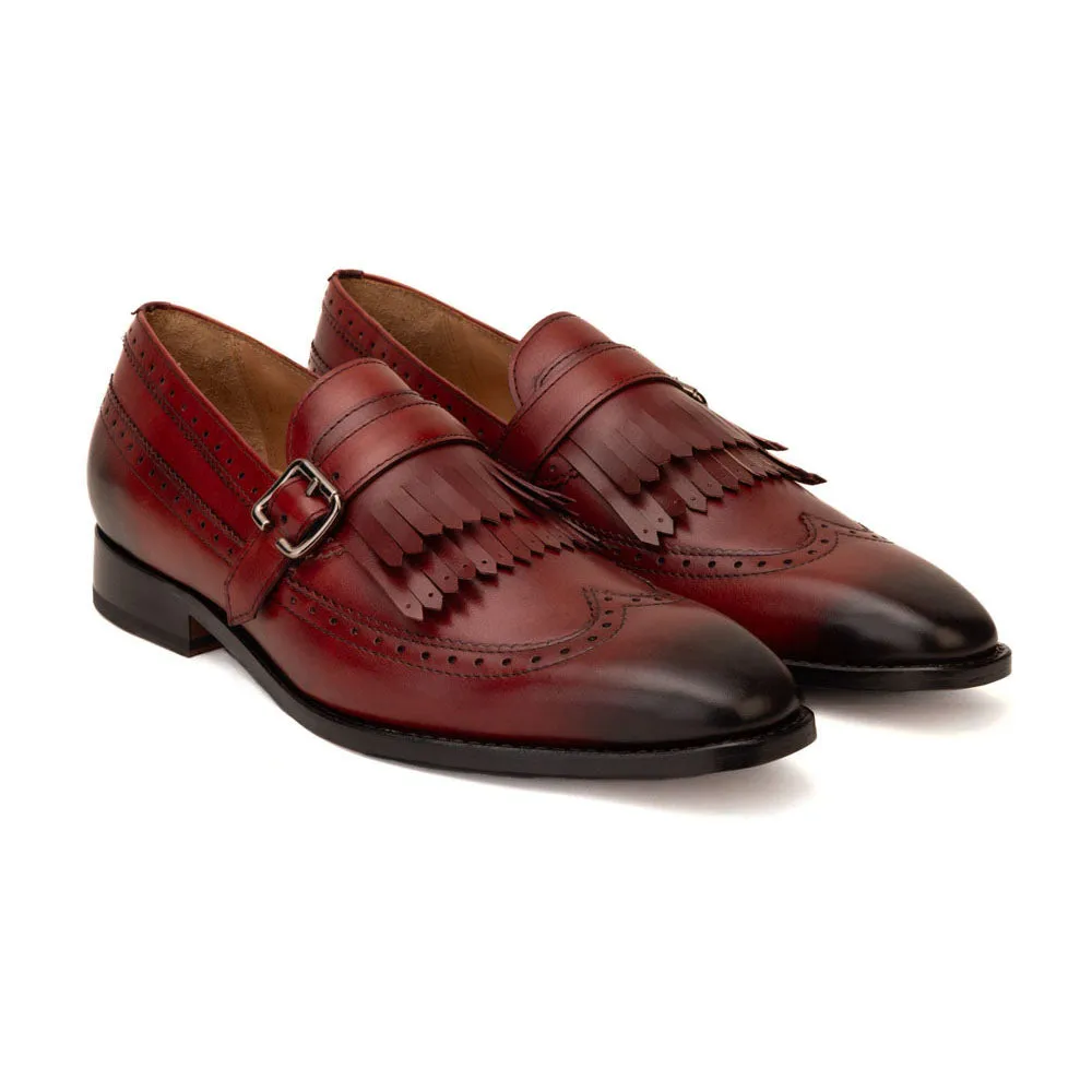 Red Double Kiltie Strap Slipons