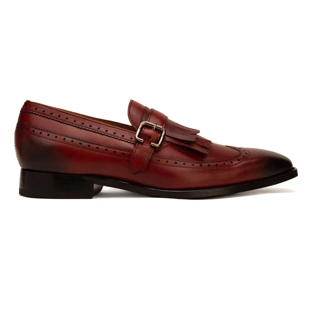 Red Double Kiltie Strap Slipons