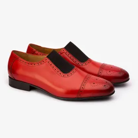 Red Elasticated Captoe Slipons
