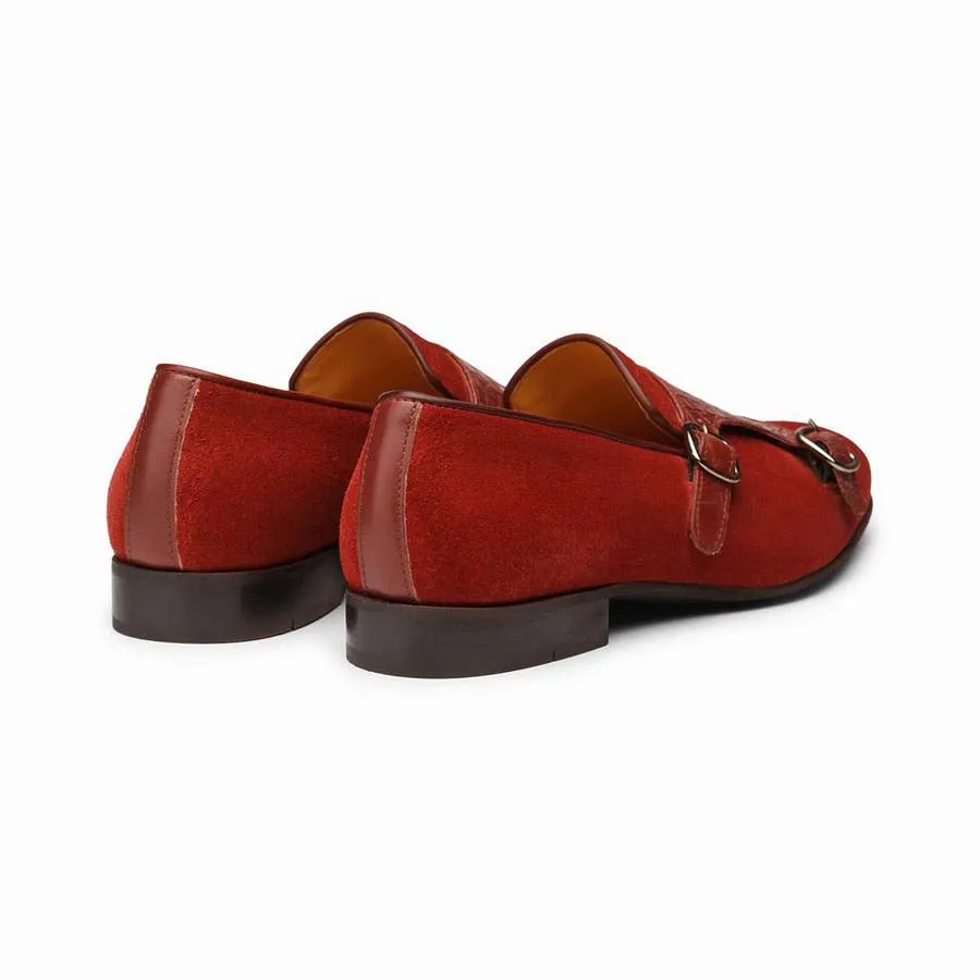Red Suede Croco Monk Slipons