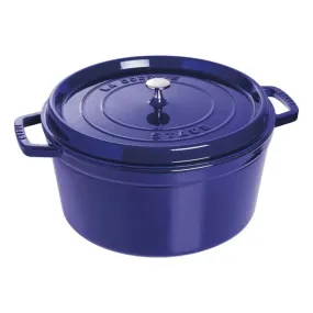 Staub 1004303 Cast Iron 9-qt Round Cocotte with Lid, Dark Blue