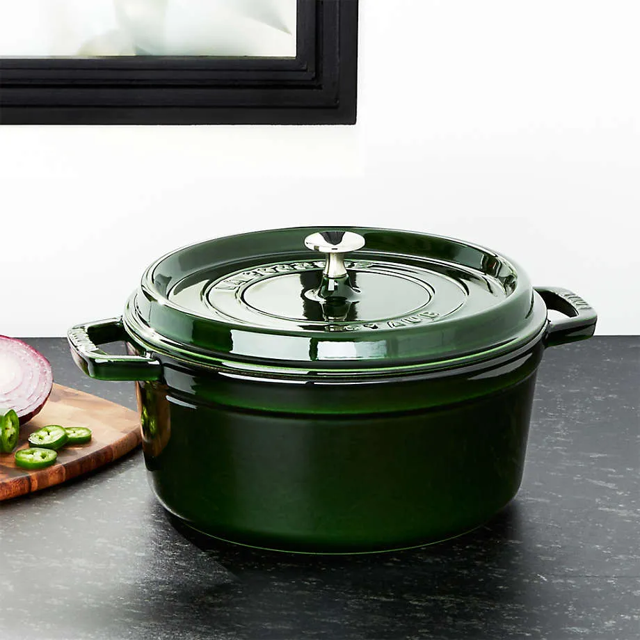 Staub Cast Iron 5.5-qt Round Cocotte - Basil