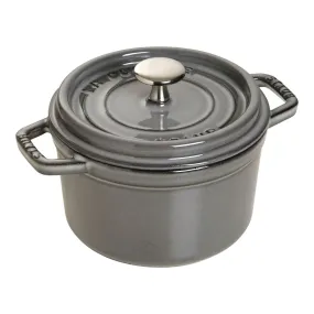 Staub Cast Iron Round Cocotte Oven, 1.25-qt, Graphite Grey