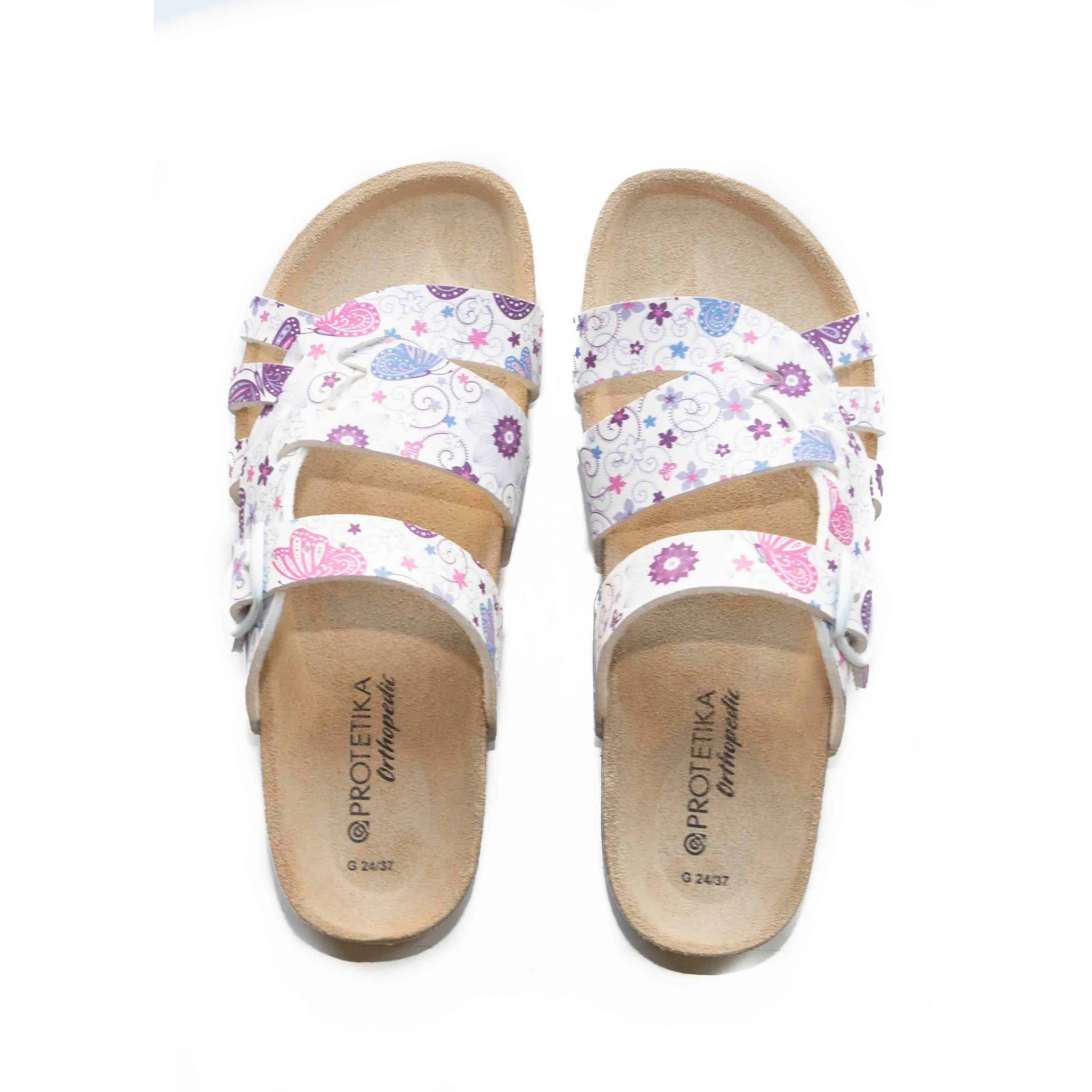 T90: colour 12 - white purple ladies orthotic sandals
