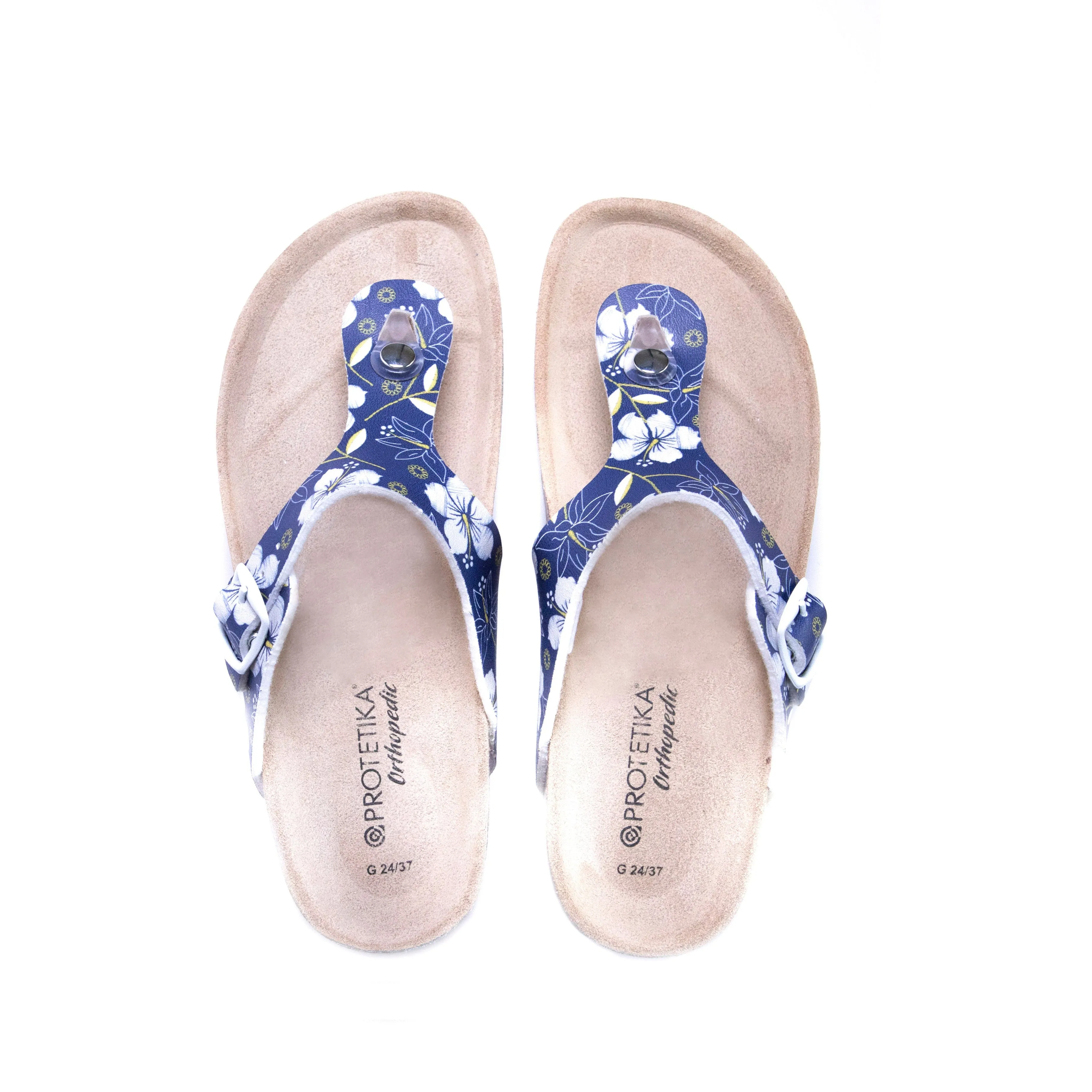 T96: colour 96 - white blue ladies orthotic sandals