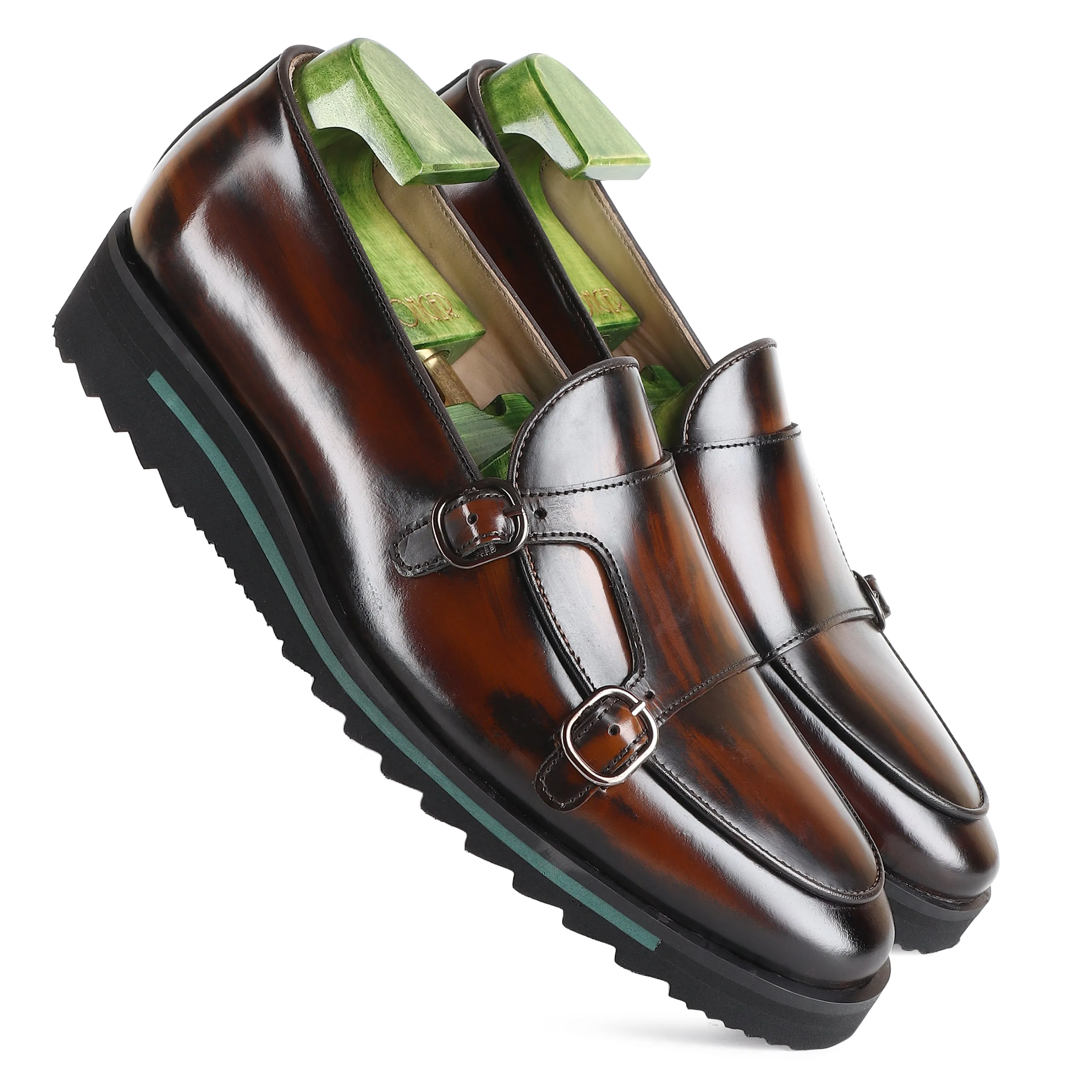 Tan Brushed Leather Batwing Slipons With Extralightweight Tooth Sole