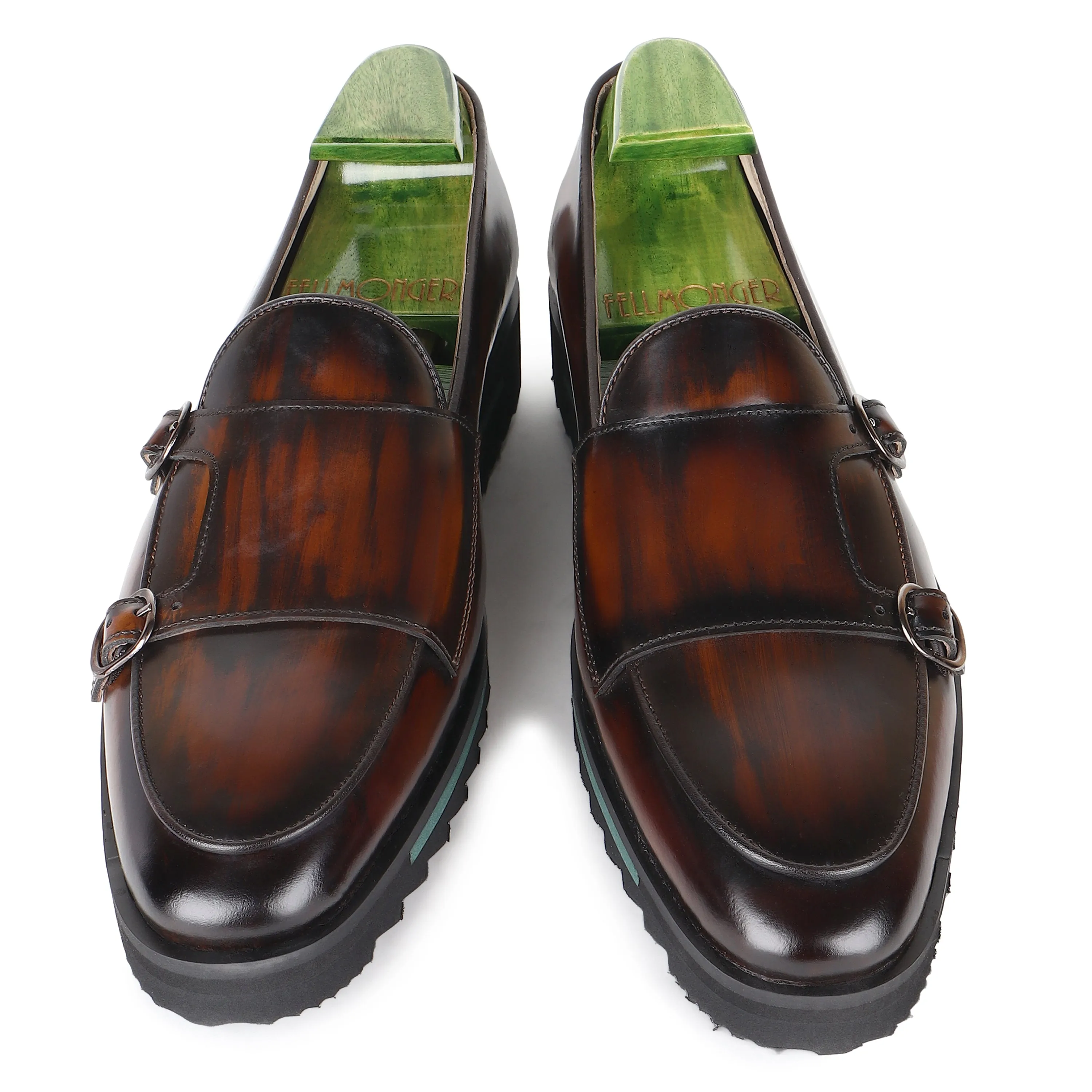 Tan Brushed Leather Batwing Slipons With Extralightweight Tooth Sole