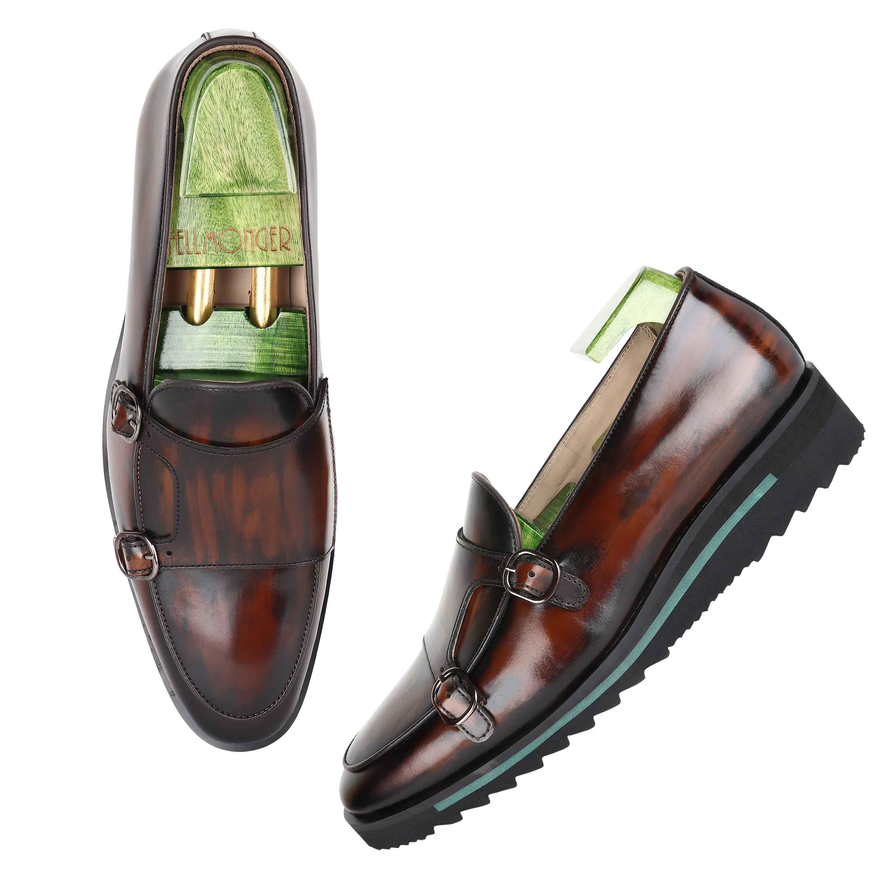 Tan Brushed Leather Batwing Slipons With Extralightweight Tooth Sole