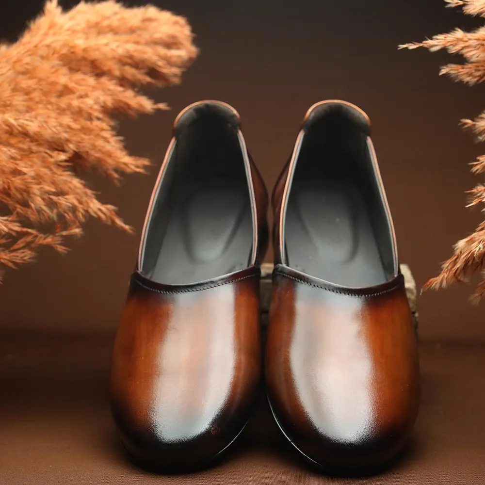 Tan Handpainted Patina King Slipons